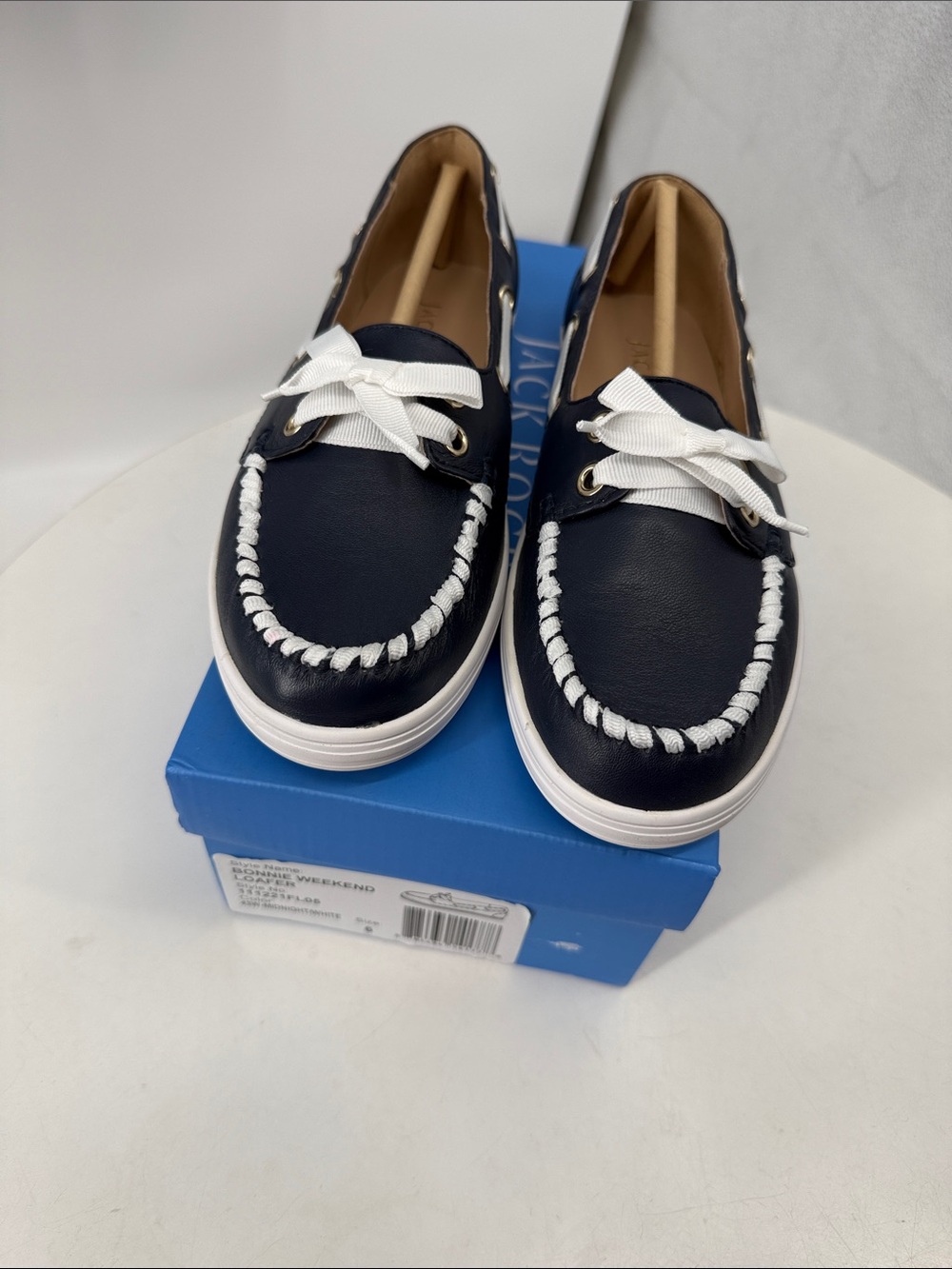 Jack Rogers Bonnie weekend loafer style 111221FL05 color midnight navy white bow - Picture 15 of 15